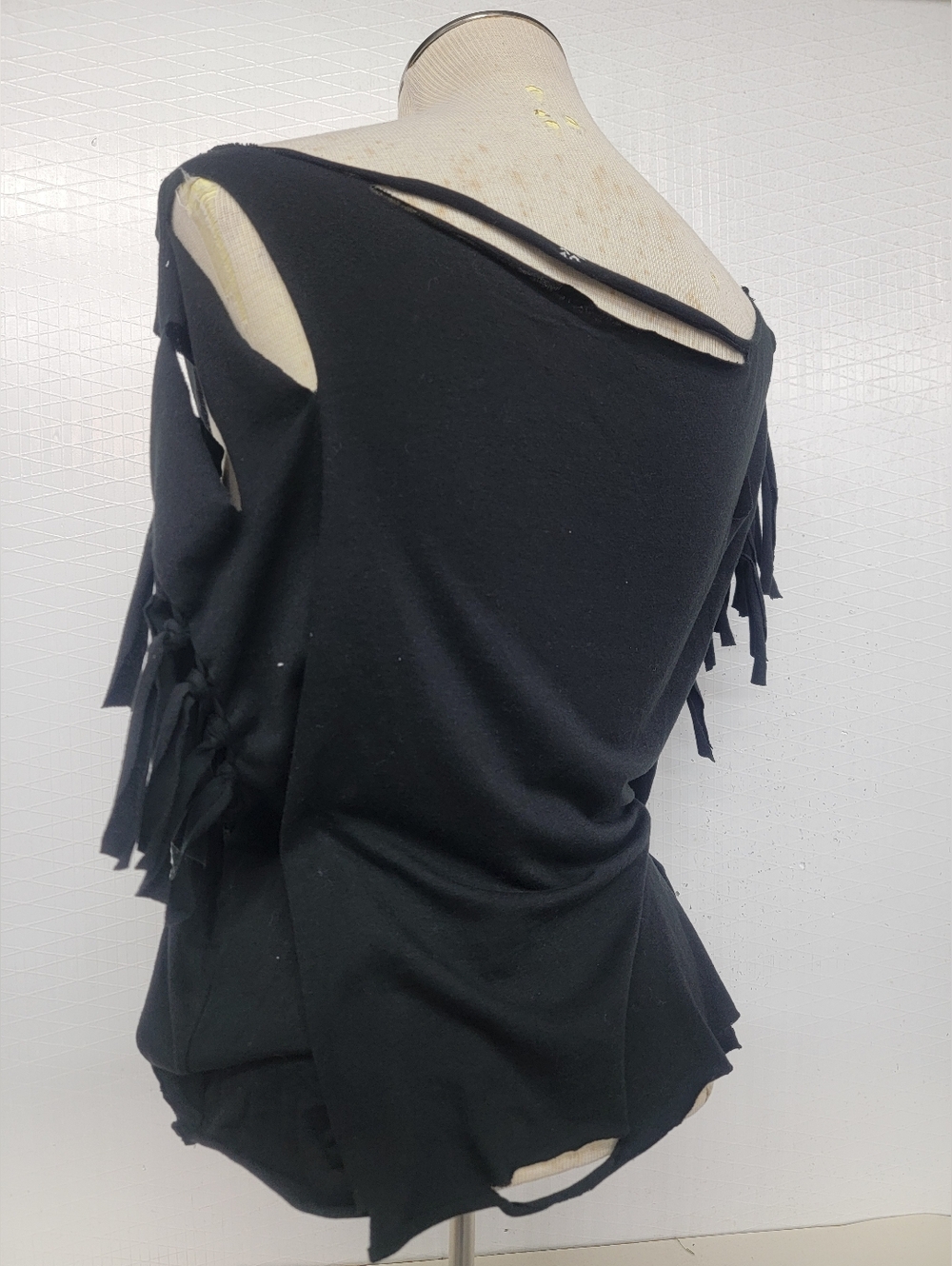 Gothic Skull Fringe Cutout Tee Upcycled - Picture 6 of 7